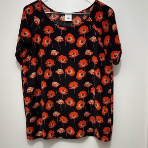 Beautiful CAbi Black and Orange Floral Blouse